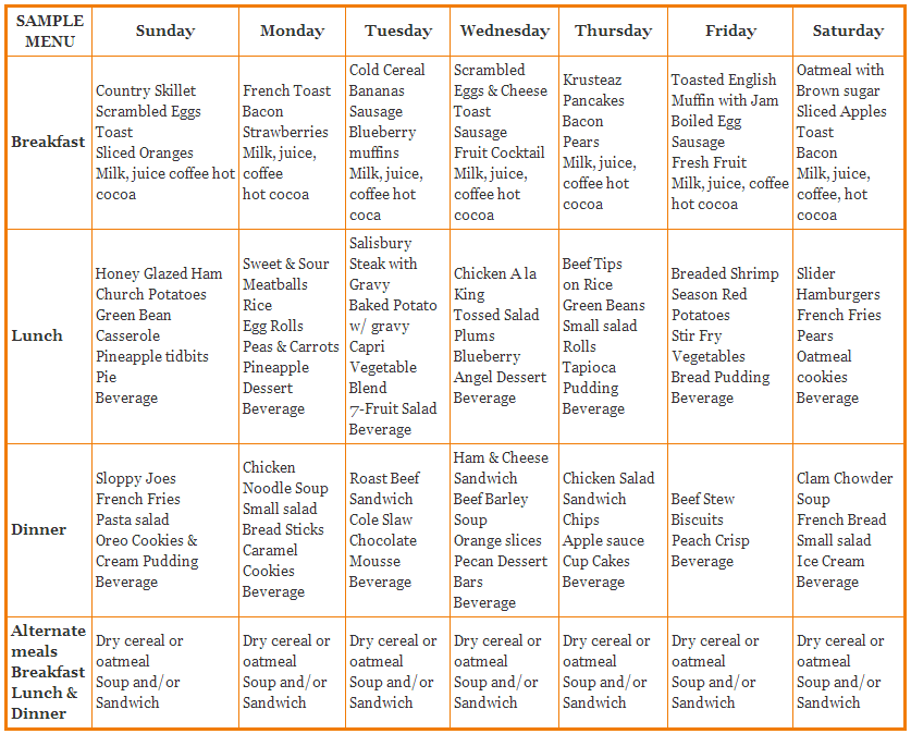 SampleMenu Bel Aire Senior Living