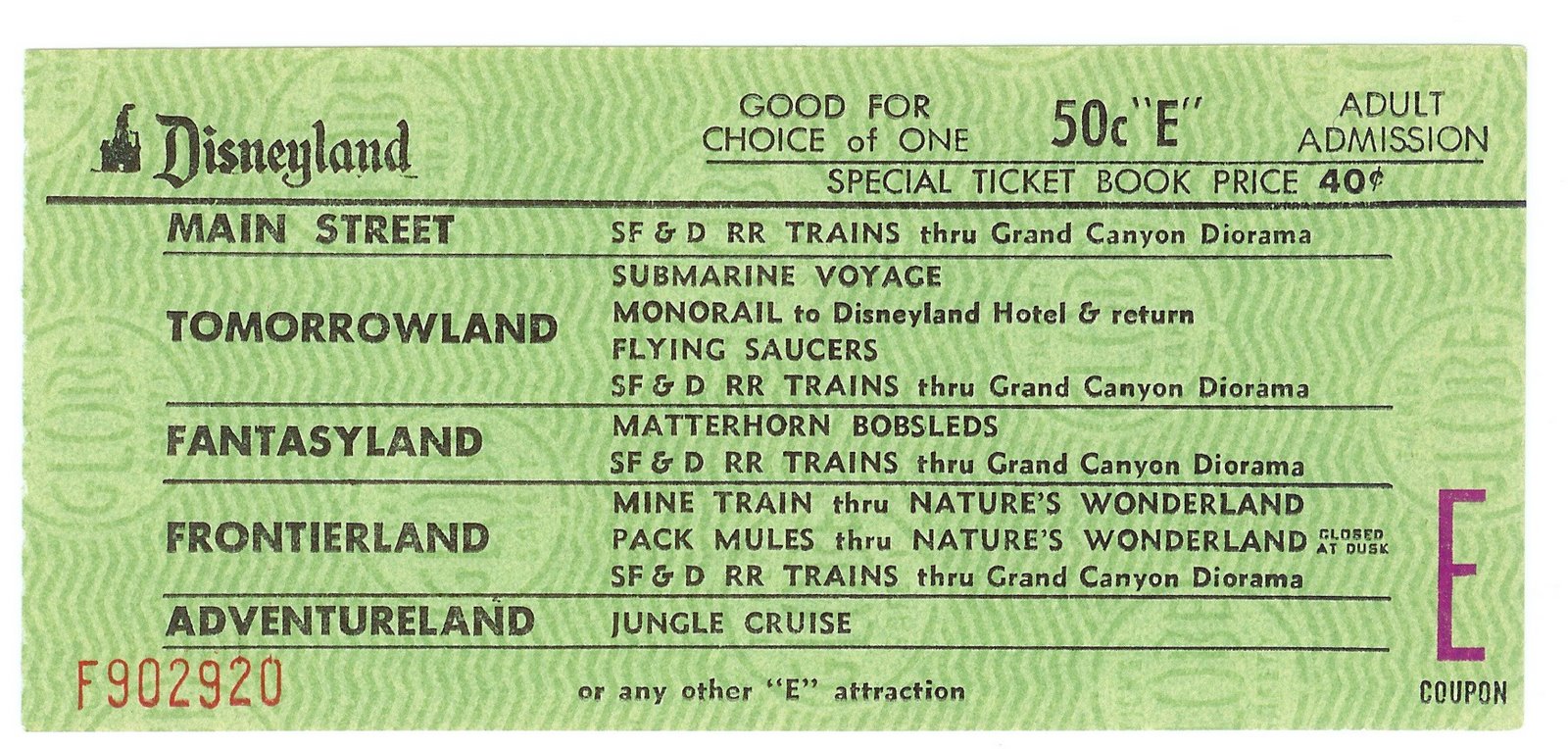 The First Disneyland Admission Ticket Ever Sold! Purchased by Roy O