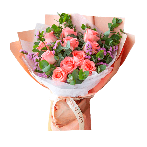 Flowers delivery MY [Pink Roses with fillers ]