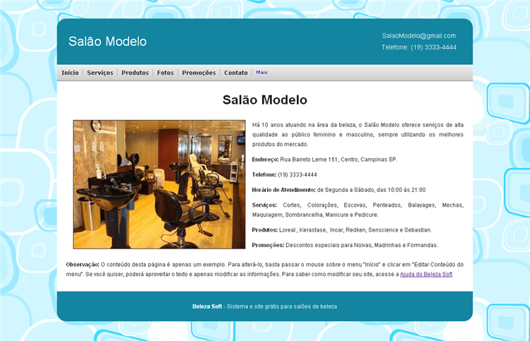 Exemplos de Sites Beleza Soft