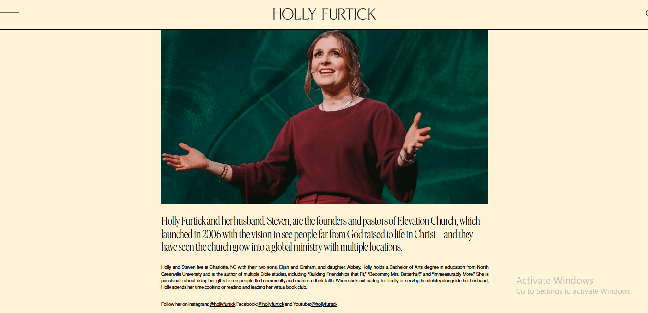 Holly Furtick Biography Age, Net Worth, Family, Career and