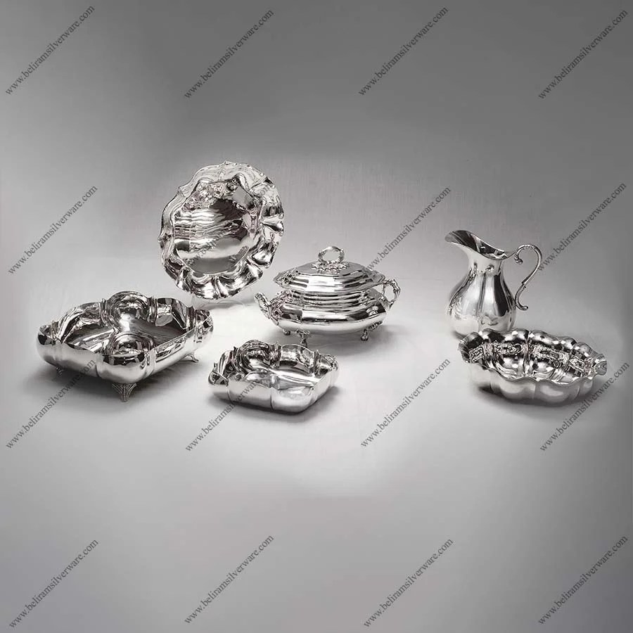 Wavy Rim Silver Serving Dish Set Beliram Silverware