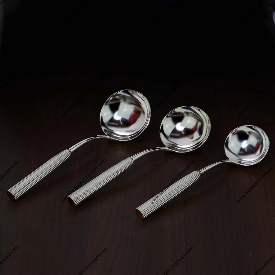 Round Stem Silver Ladle Set Beliram Silverware