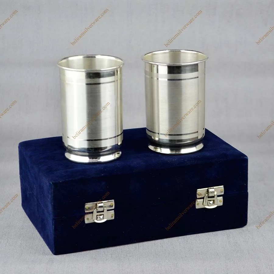 Dull Polish Piping Rim Silver Glass Set Beliram Silverware