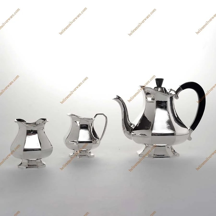 Seamless Finish Fluted Silver Tea Set Beliram Silverware
