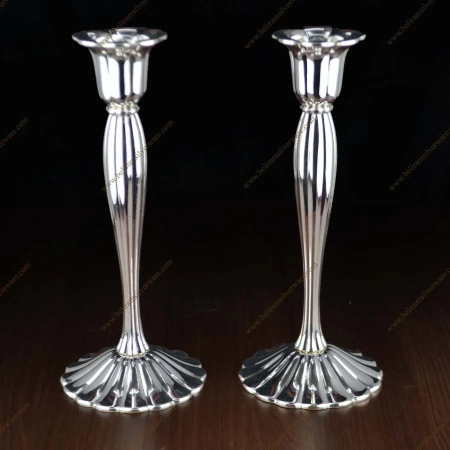 Ribbed Design Modish Candlesticks Beliram Silverware