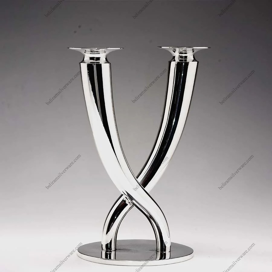 Twisted Silver TwoArm Candlestick Beliram Silverware