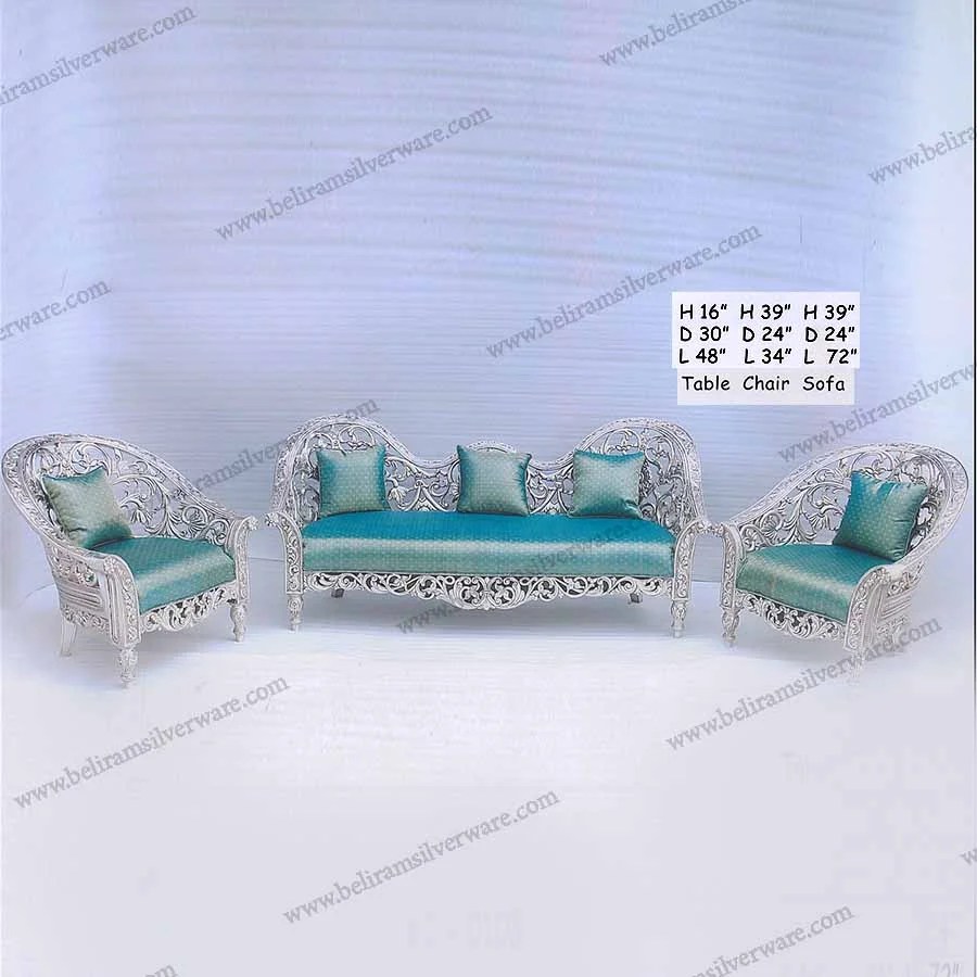 Cutwork Design 5 Seater Silver Sofa Set • Beliram Silverware