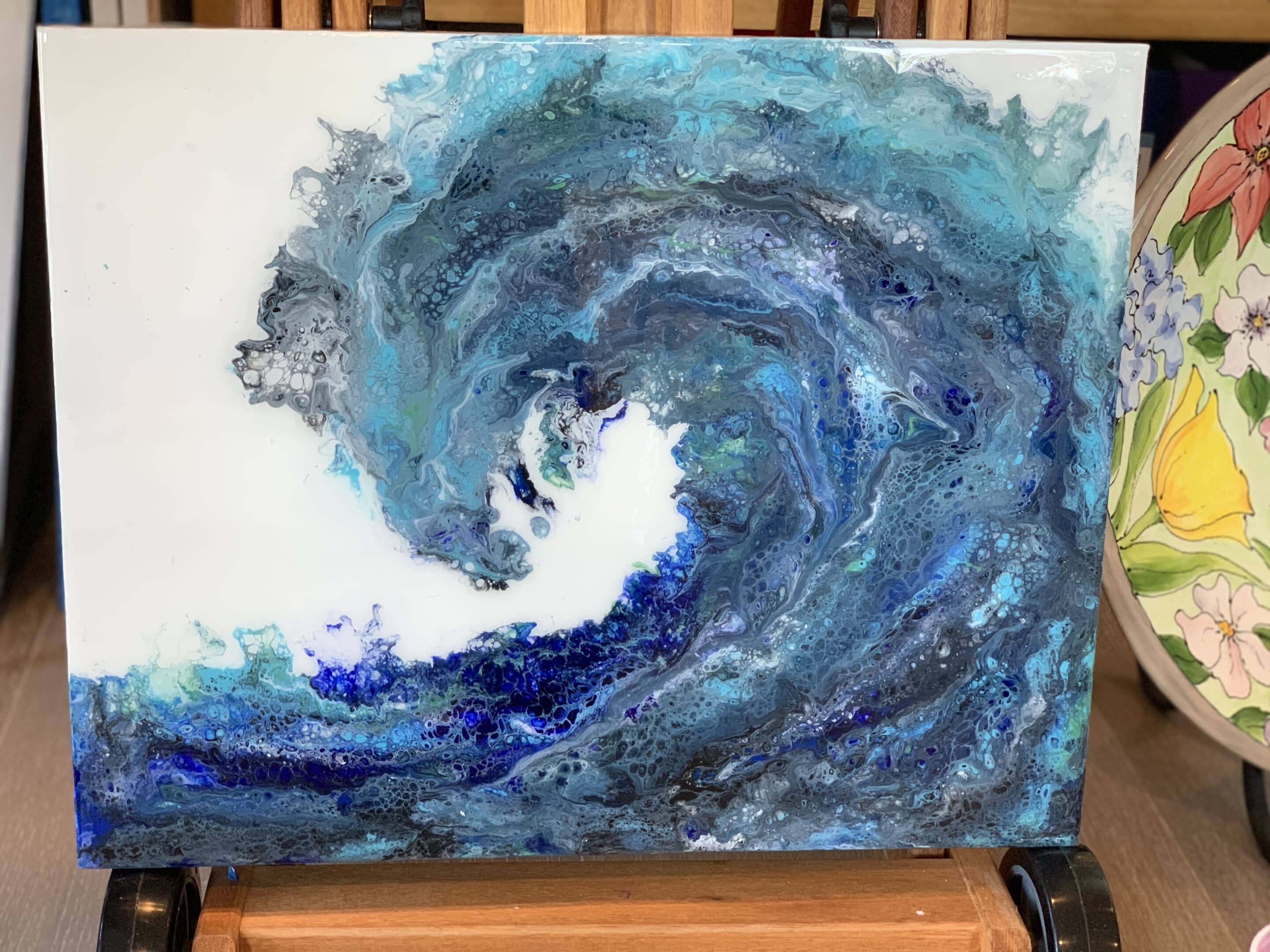 Acrylic Pour on Canvas Big Wave Swipe Bella Ceramica Studio