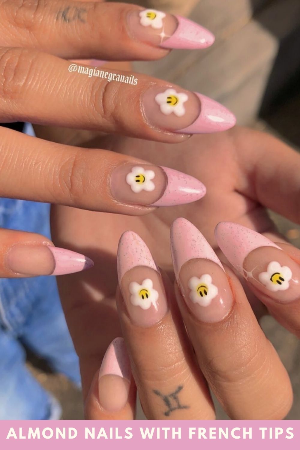 Almond nails with French tips Designs Perfect For women
