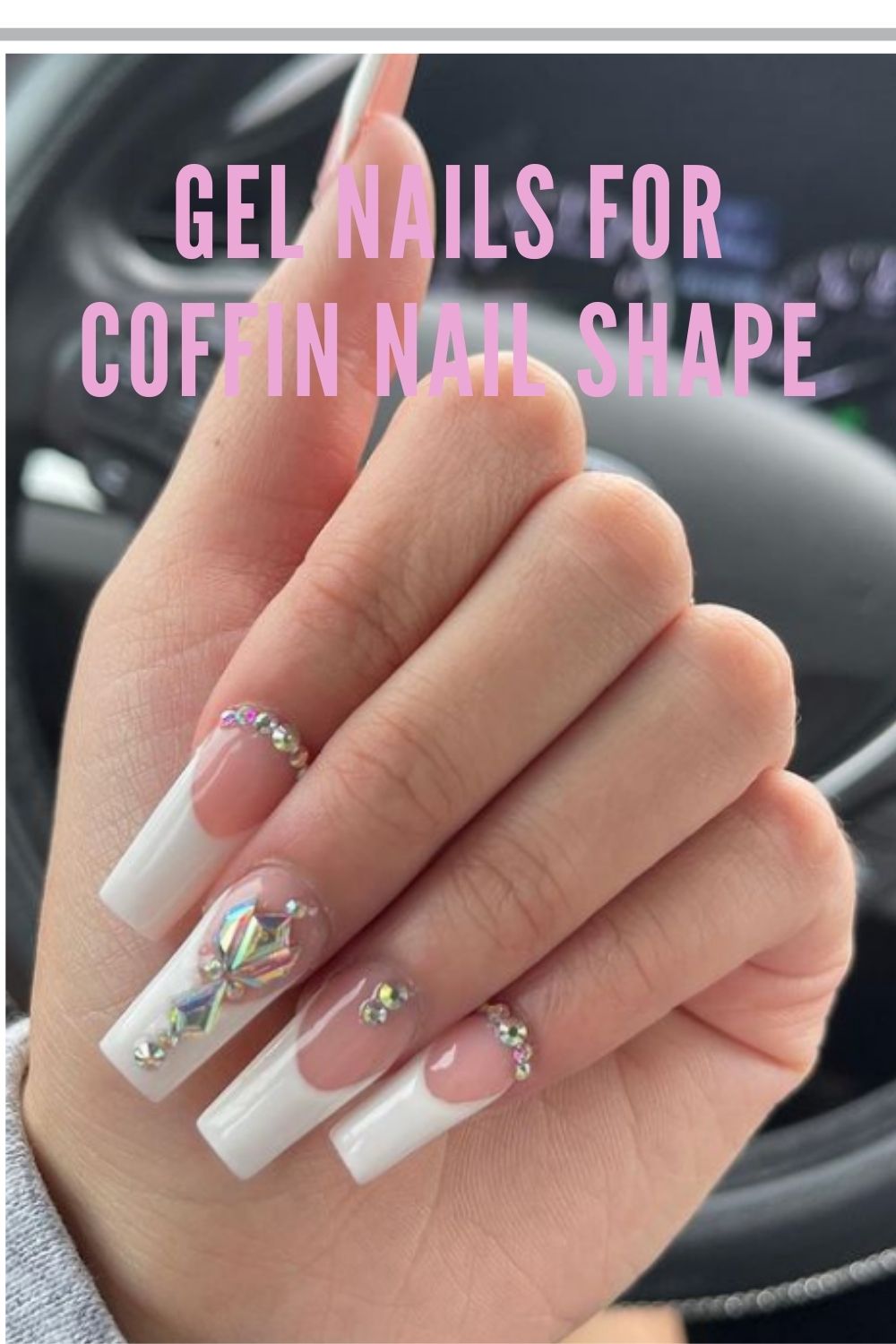 ballerina nail shape Beautiful gel coffin nails design with long