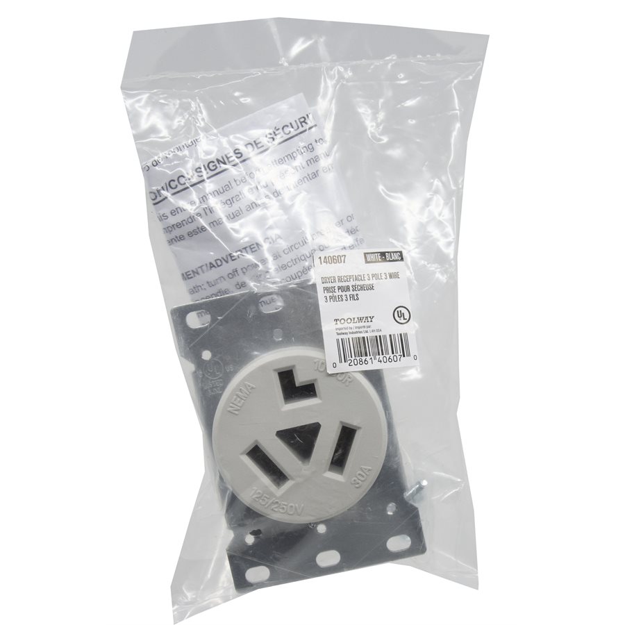 DRYER RECEPTACLE 3 POLE 3 WIRE WHITE Bella flooring plus