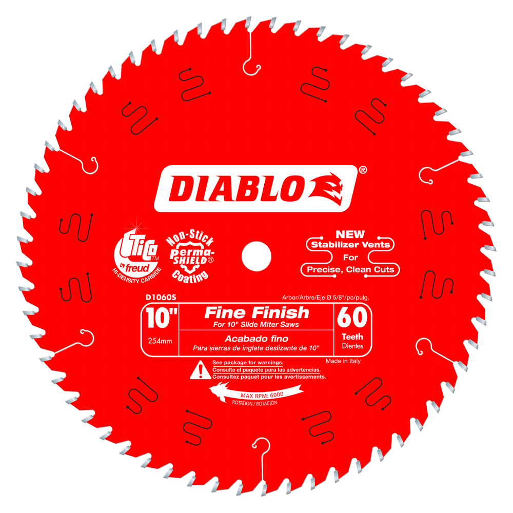 10 in. x 60 Tooth Fine Finish Slide Miter Saw Blade Bella flooring plus