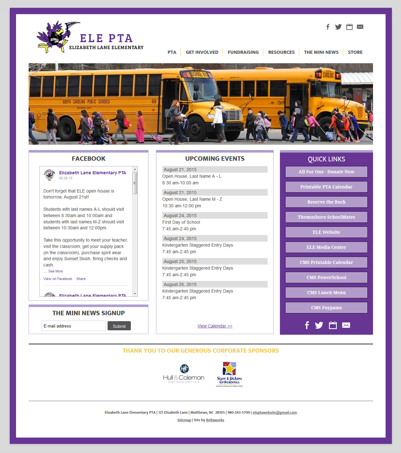 site Redesign Elizabeth Lane Elementary PTA Bellaworks 