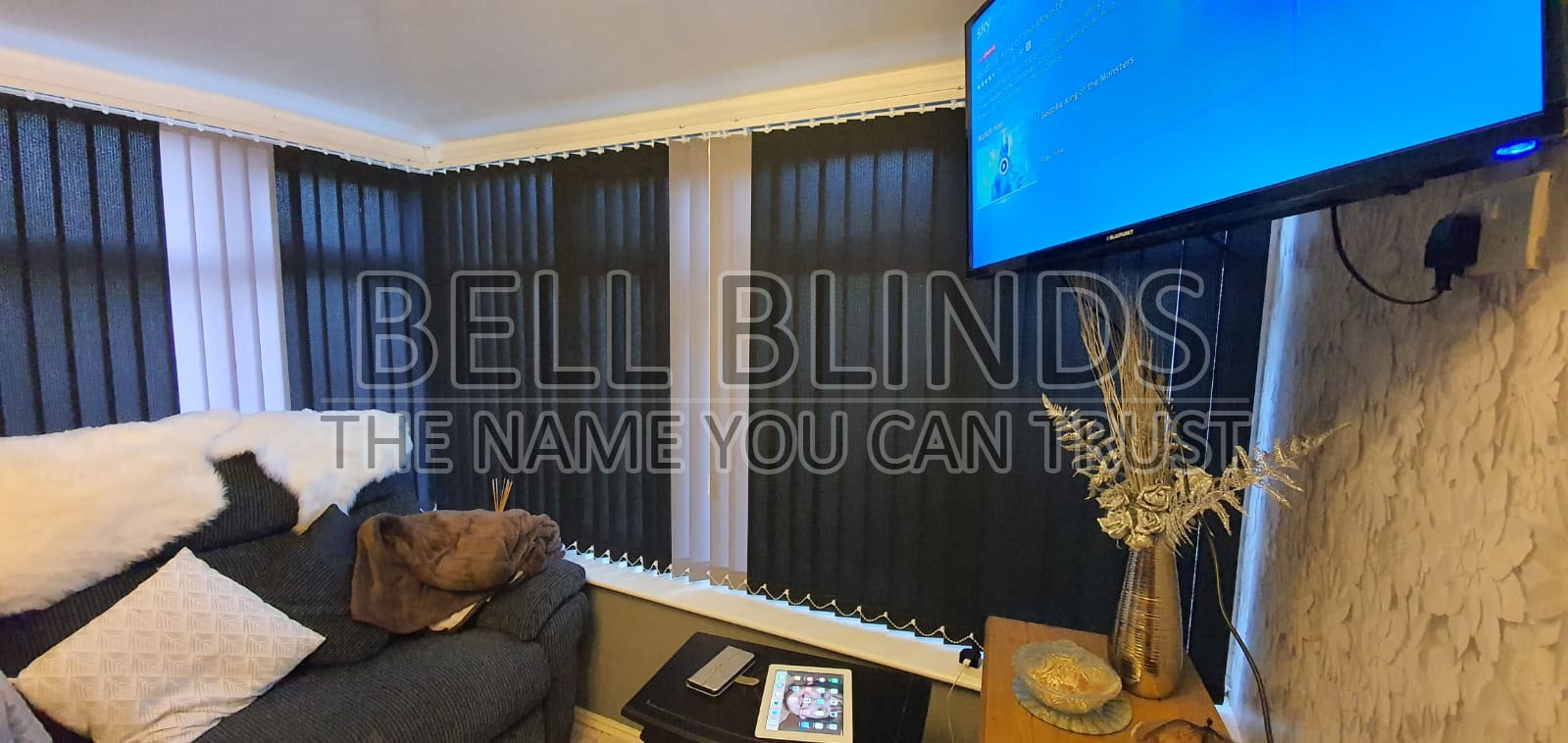 VERTICAL BLINDS FOR CONSERVATORY IN BLACK AND GREY COMBINATION Bell