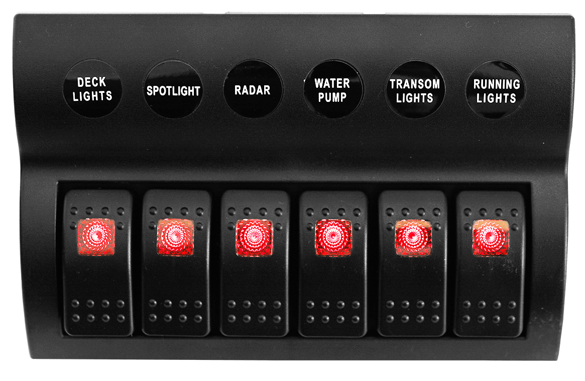 6 Gang Switch Panel With Circuit Breakers - Pre Wired - Bell Marine