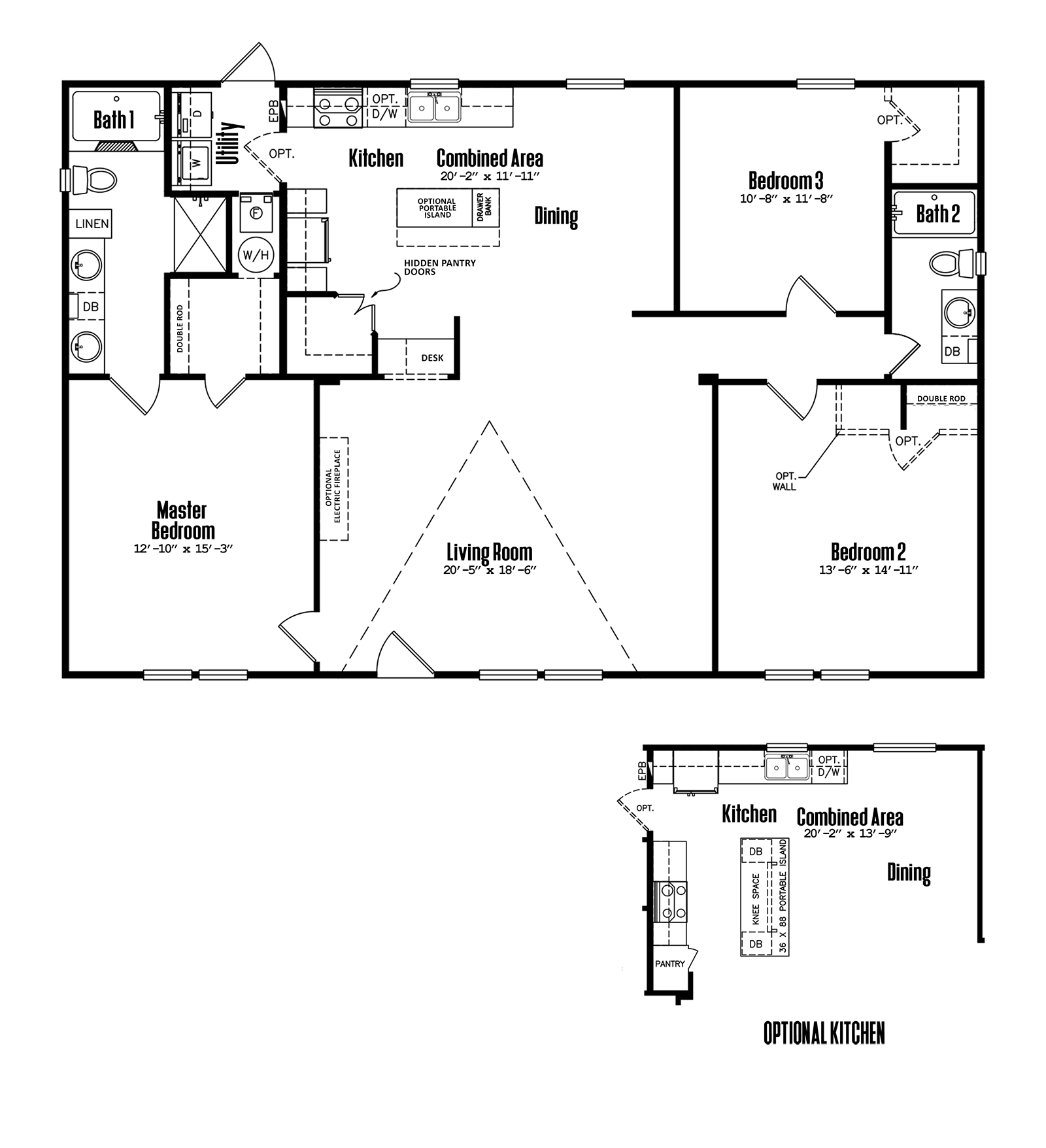H325232A 3 Bedroom 2 Bath Bell Mobile Homes