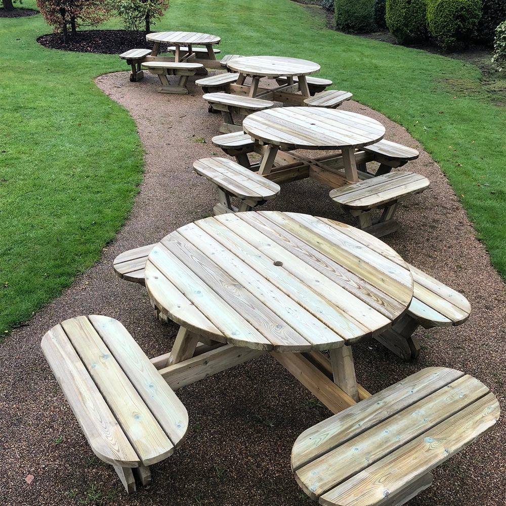 Oxford 8 Seat Traditional Round Picnic Table Commercial Grade Picnic
