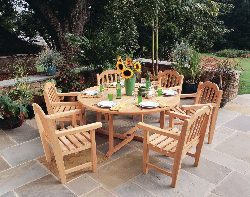 Outdoor Teak Dining Set for 6 Crafters of Classic Teak Garden Furniture