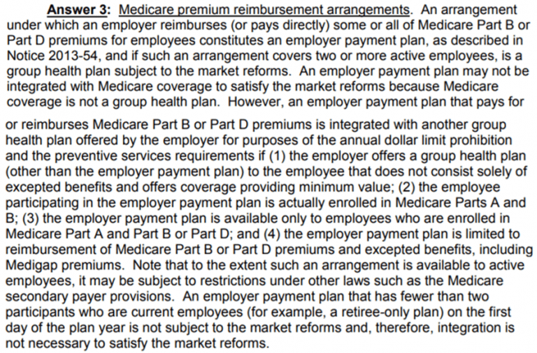 Can employers reimburse Medicareeligible employees for the cost of