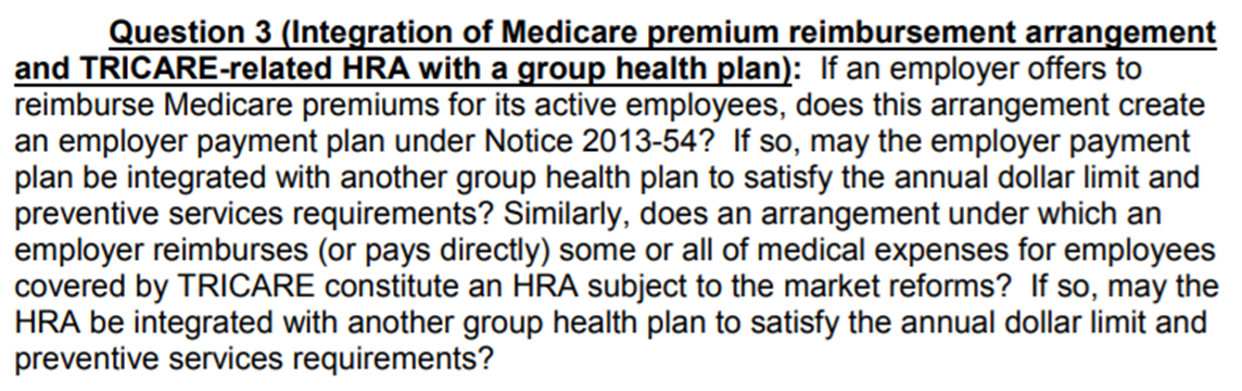 Can employers reimburse Medicareeligible employees for the cost of
