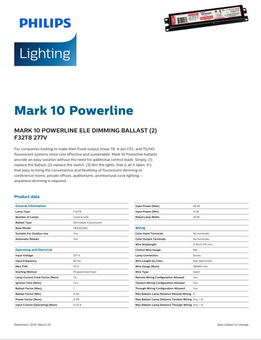 Advanced Ballasts VEZ2S32SC Fluorescent Ballast Benergy