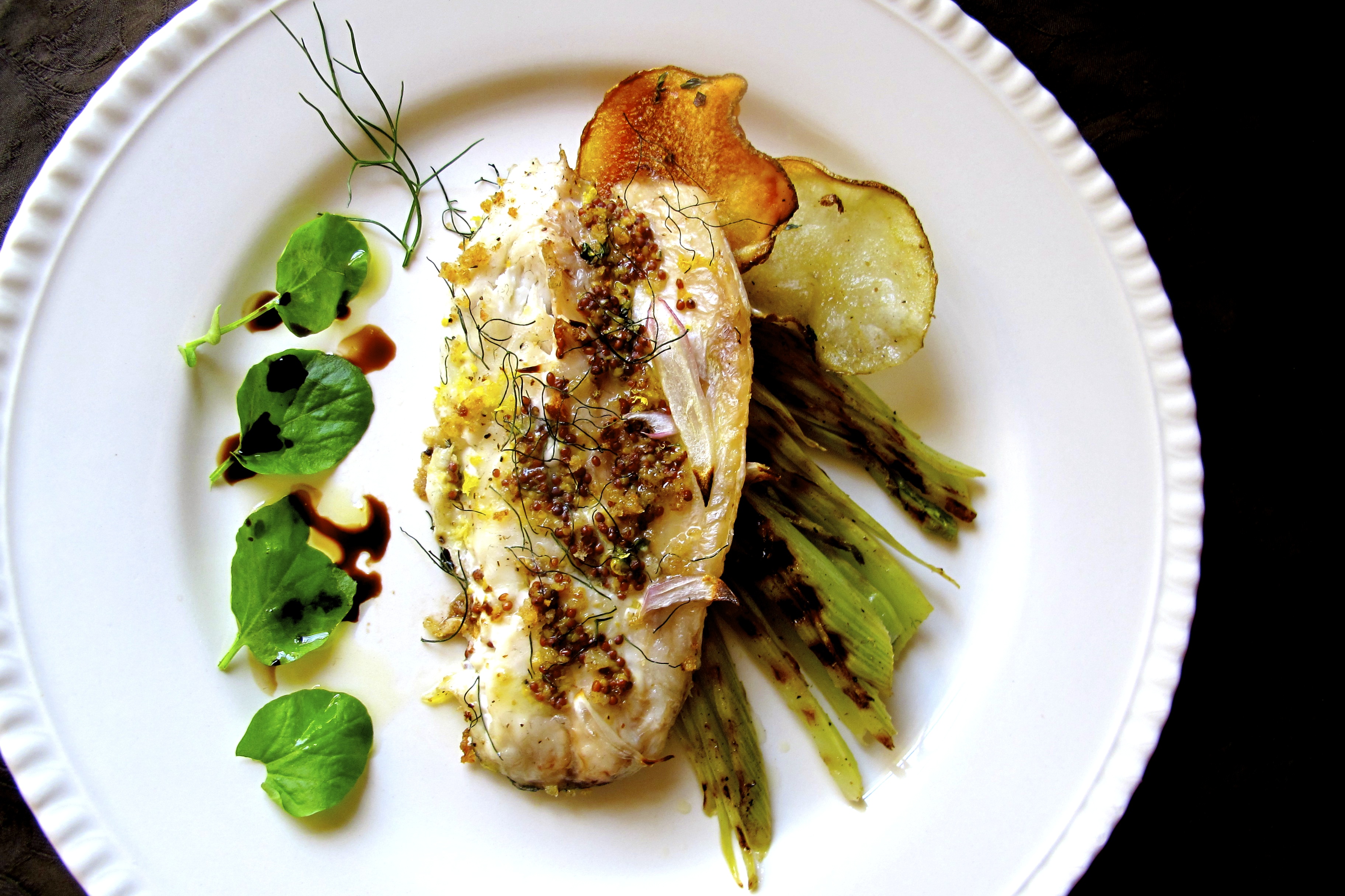 Dijon Branzino with Grilled Fennel BenGusto