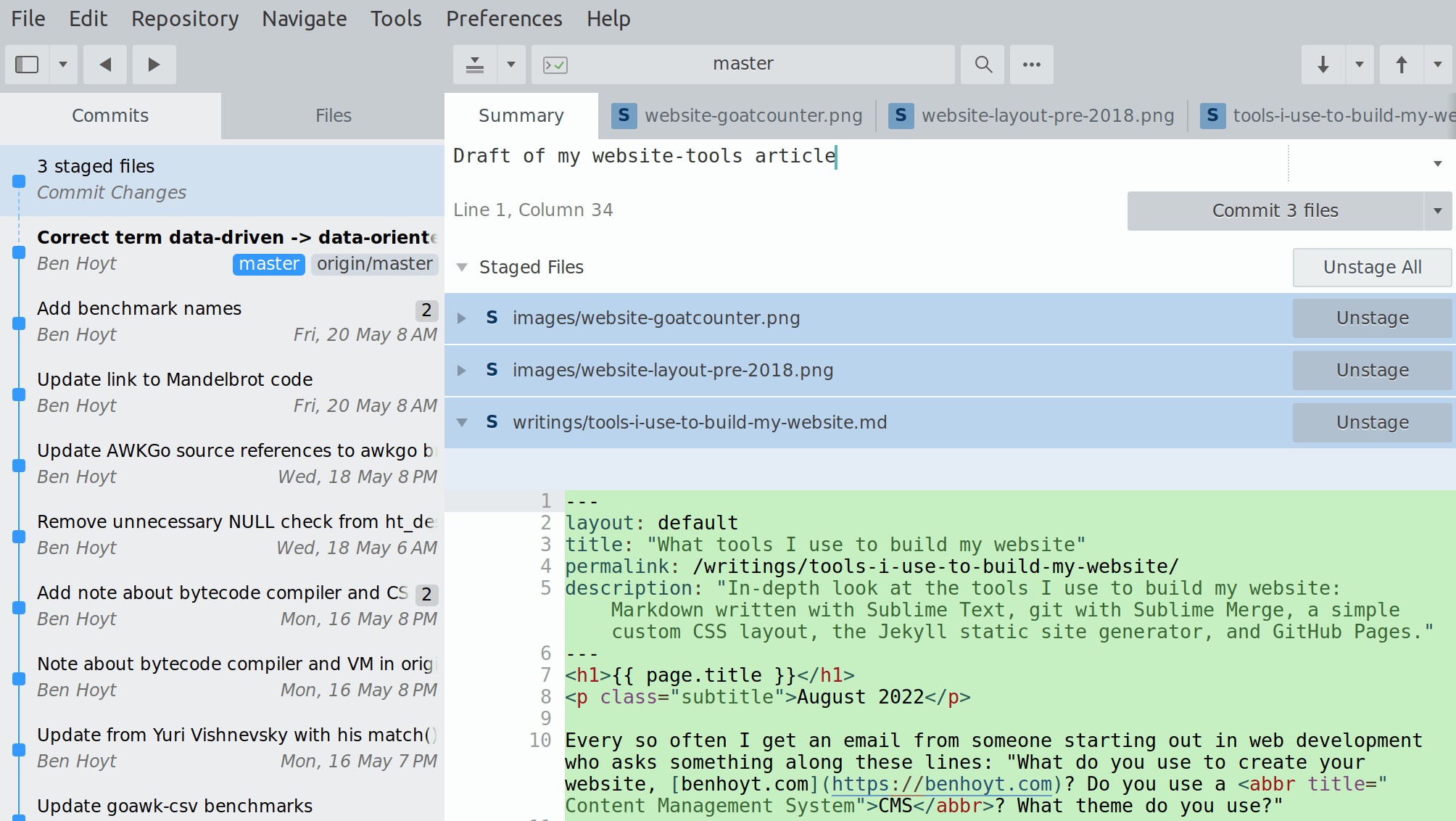 The tools I use to build my website