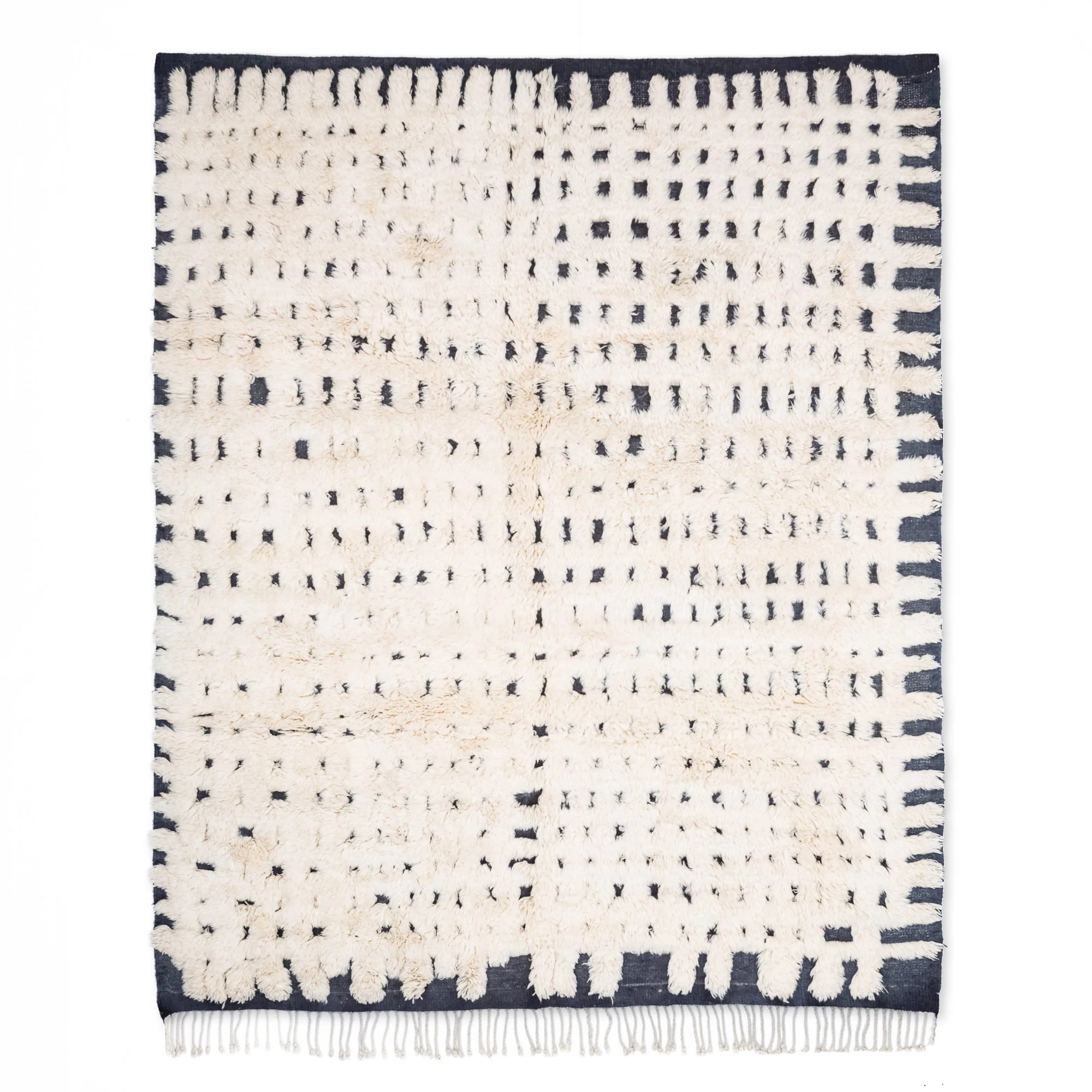 Monochrome Melody Premium shag Moroccan rug Benisouk