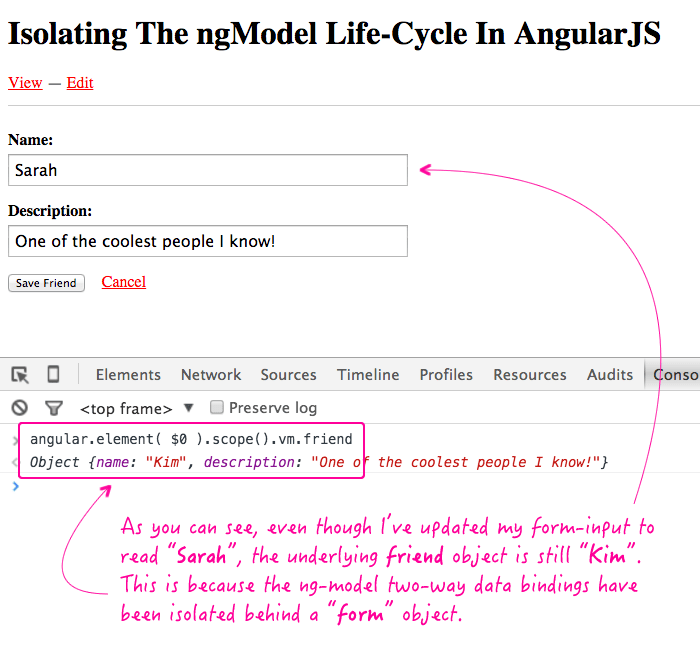 Isolating The ngModel TwoWay Data Binding LifeCycle In AngularJS