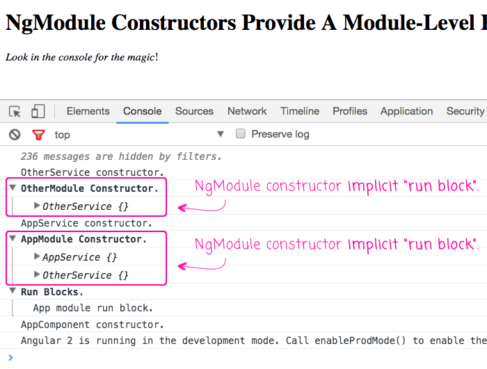 NgModule Constructors Provide A ModuleLevel Run Block In Angular 2.1.1