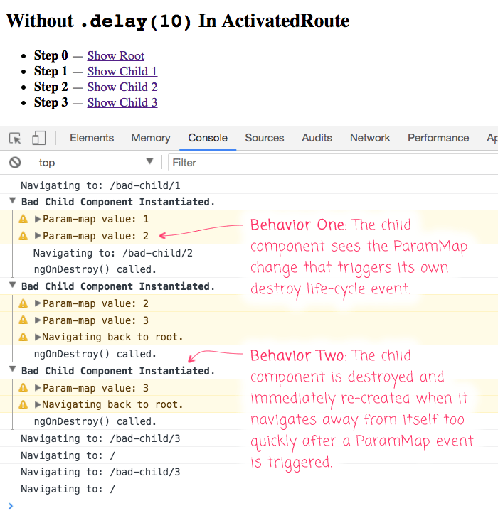 Adding .delay(10) To ActivatedRoute Helps Prevent Unwanted Router