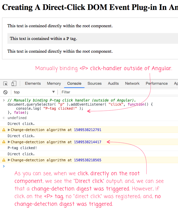 Creating A DirectClick DOM Event Plugin In Angular 4.4.6