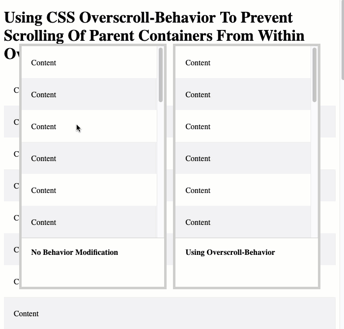Using CSS OverscrollBehavior To Prevent Scrolling Of Parent Containers