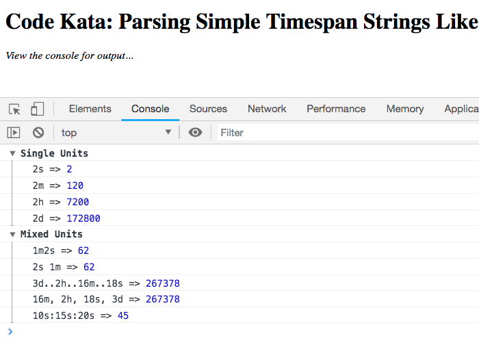 Code Kata Parsing Simple Timespan Strings Like 3h12m57s Using JavaScript