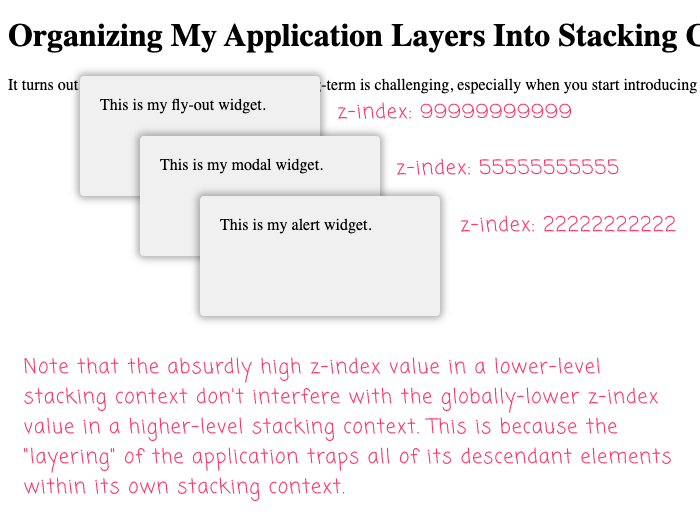 Organizing My Application Layers Using ZIndex Stacking Contexts In CSS
