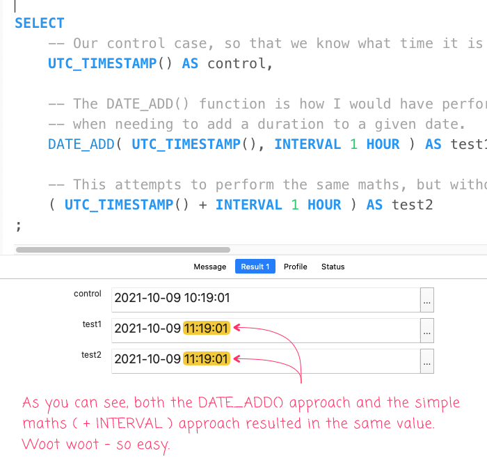 Using INTERVAL To Perform Date Math Without DATE_ADD() In MySQL 5.7.32