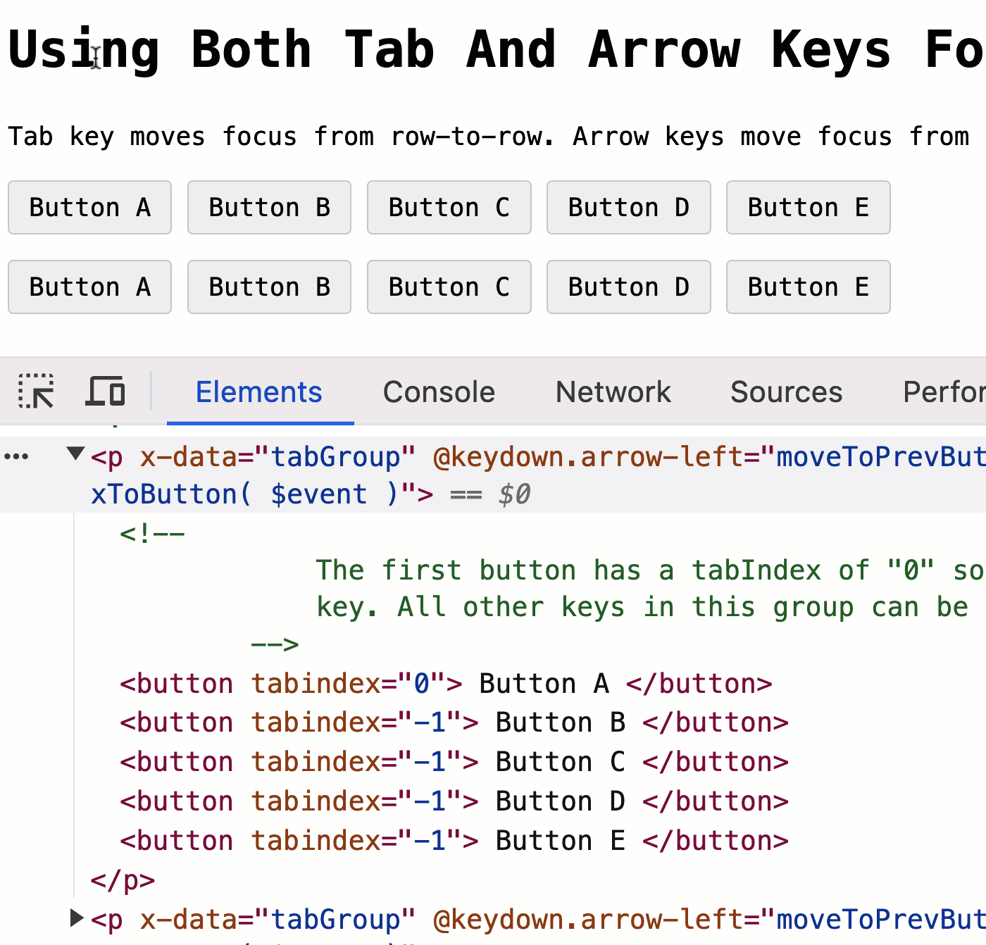 Using Both Tab And Arrow Keys For Keyboard Navigation