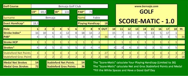 24 Tournaments Handicap Leaderboard Points Golf FREE Golf