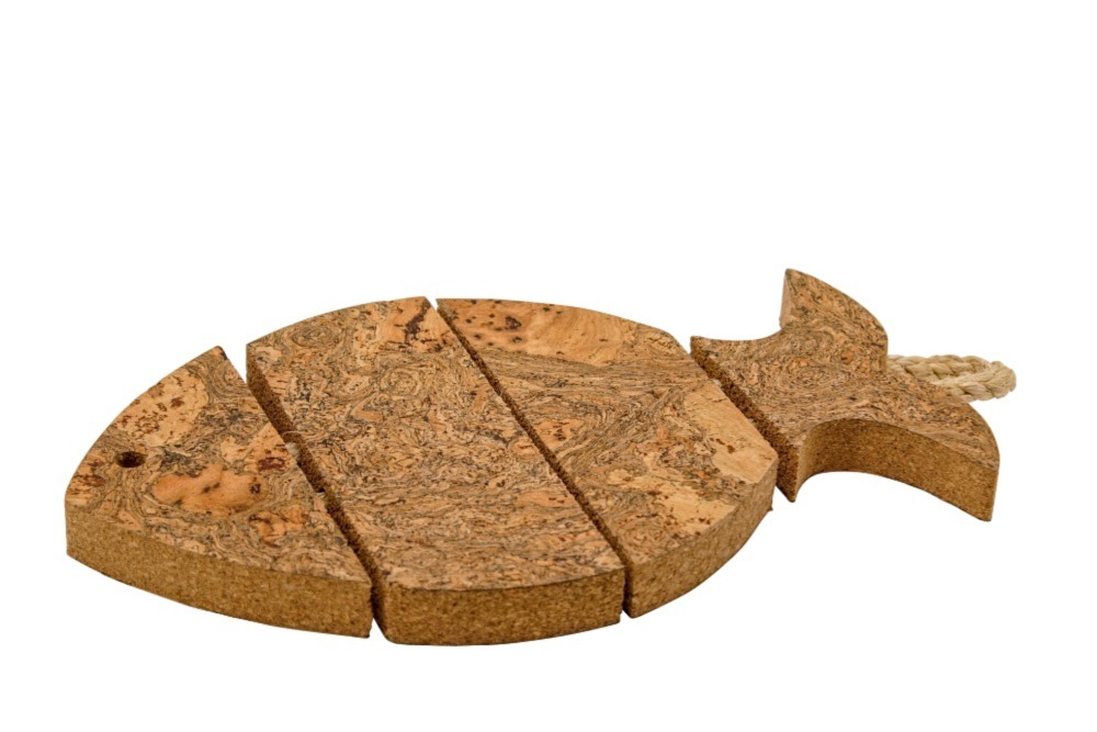 Bassy Fish Cork Trivet with handle BENT & BREE, Hold Nature
