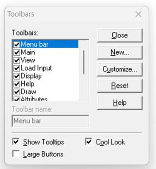 RAM STAAD ADINA Menu bar and Toolbar in Microstran disappeared
