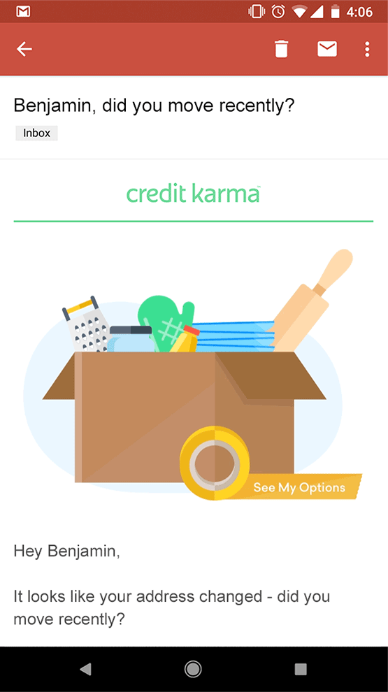 Credit Karma Email Design