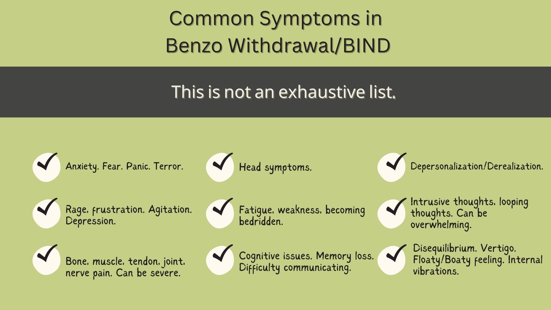 Common Benzo withdrawal/BIND Symptoms And Suggestions For Navigating Your Recovery Benzo