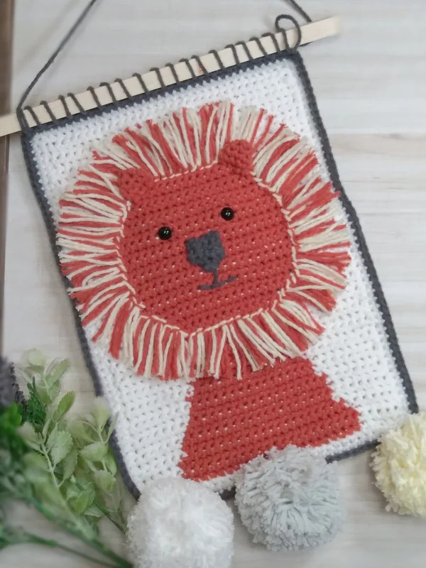 Free Crochet Lion Wall Hanging BePatterns