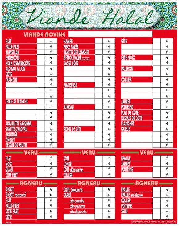 Tableau de Tarif HALAL DÉLICE 70x77 cm Bequet