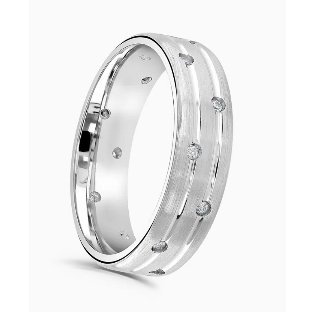 Gents Diamond Set Satin Finish Wedding Ring Bercotts Diamonds