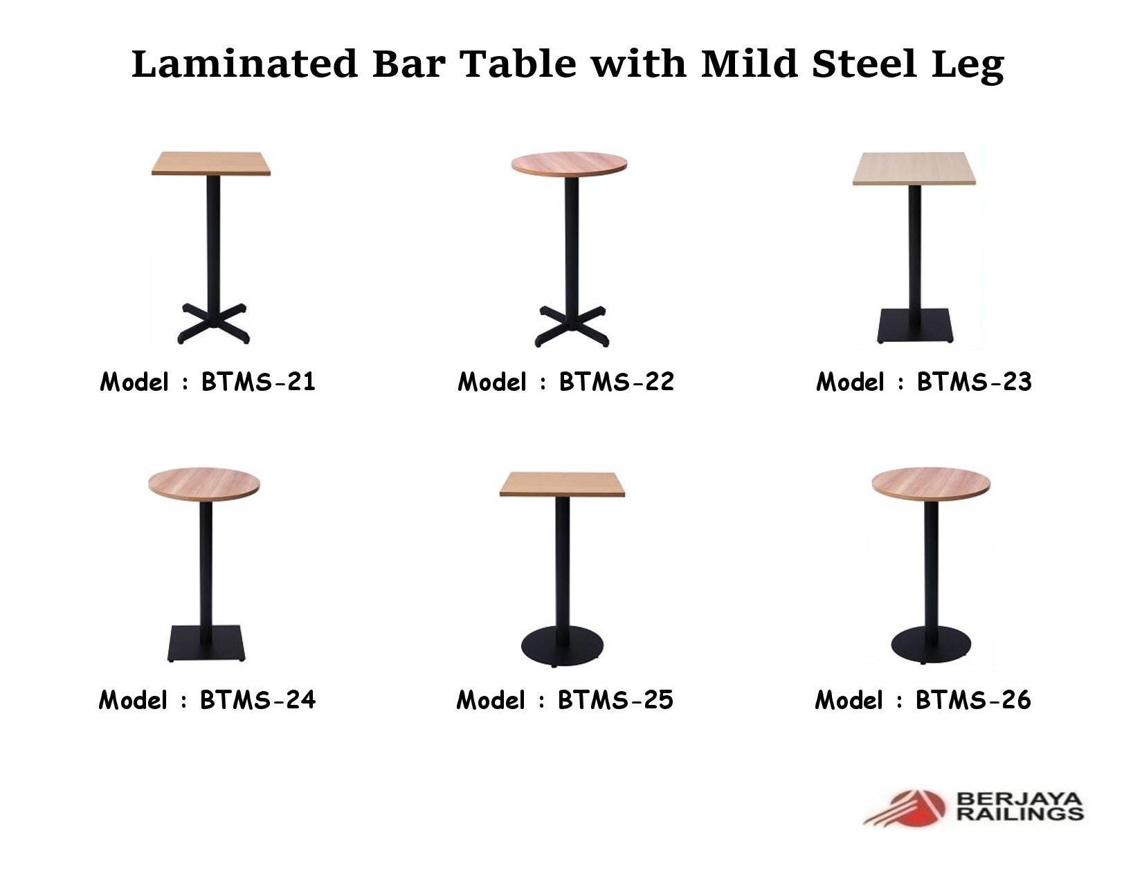 Laminate Bar Table Square Tops with Powder Coated Cross Legs BTMS21