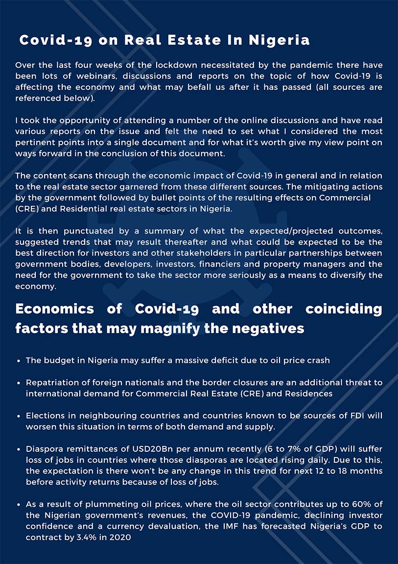 Surviving 2020 COVID 19, The Perfect Storm and Real Estate in Nigeria