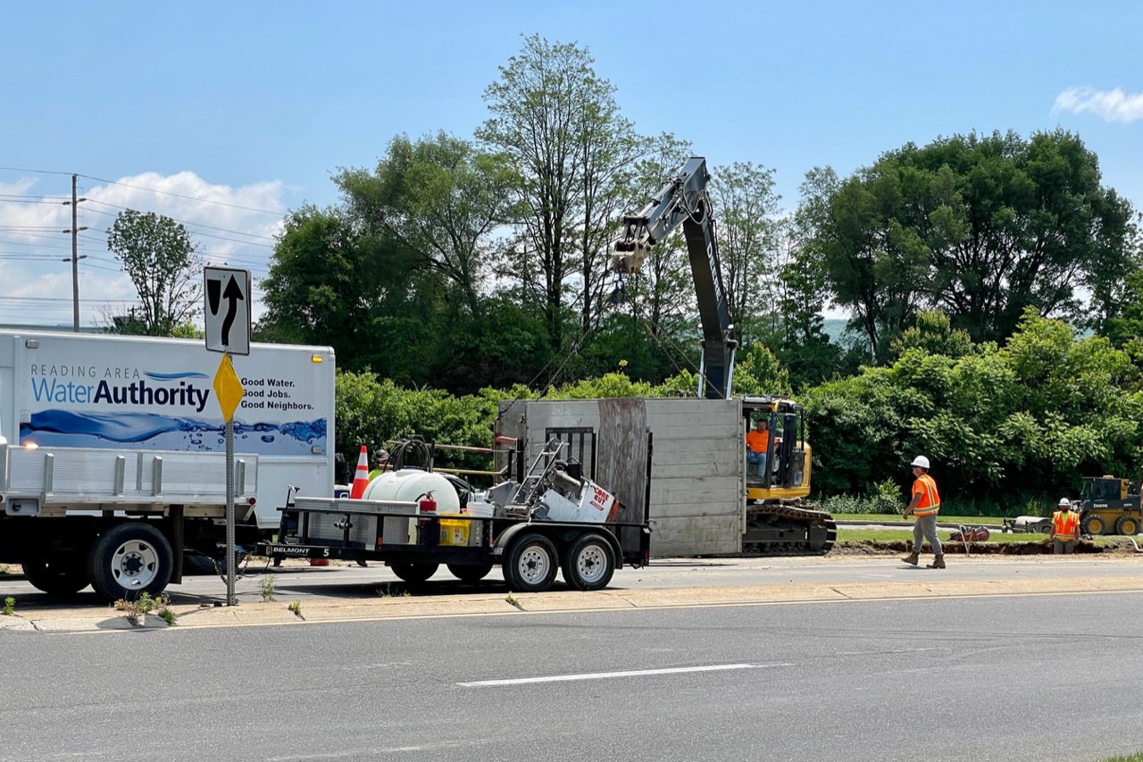 Repairs underway after water main break Sunday in Muhlenberg Township