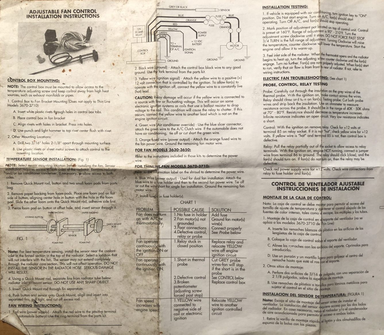 Wiring a Hayden Fan Control to Single Fan with No Fan Switch Third